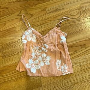 Volcom adjustable step with back tie bow blouse small 4/6 peach/tan color